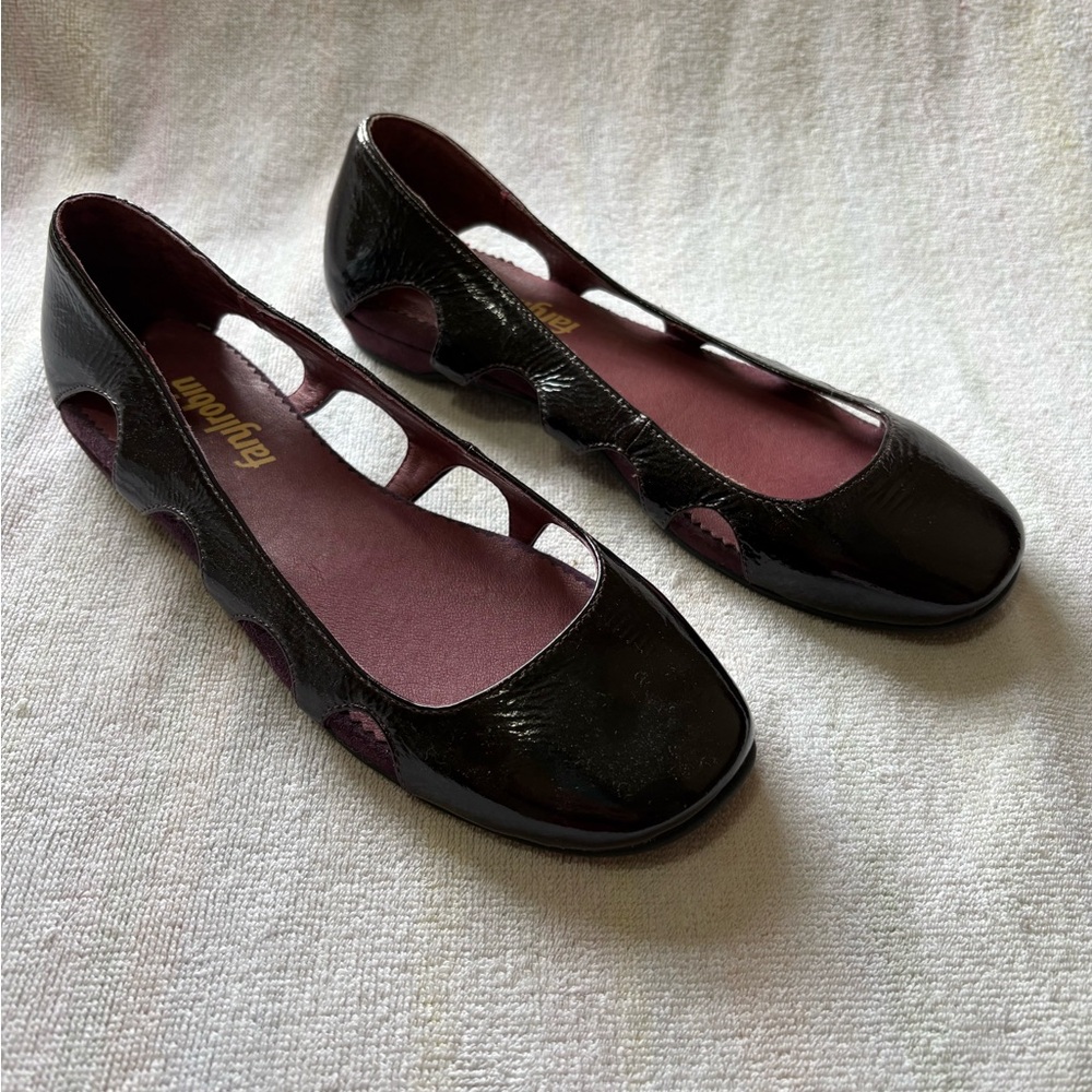 Farylrobin: Purple Leather/Suede Cutout Flats